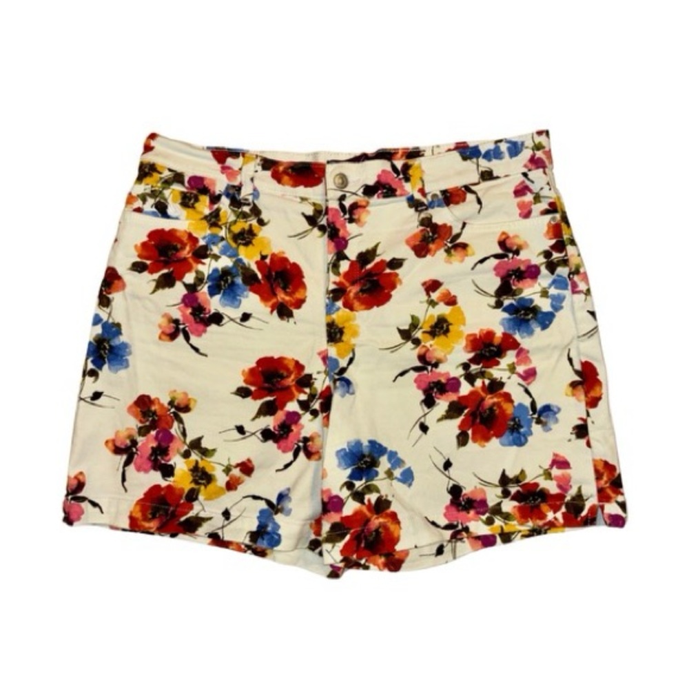 GLORIA VANDERBILT FLORAL DENIM SHORTS Size 16